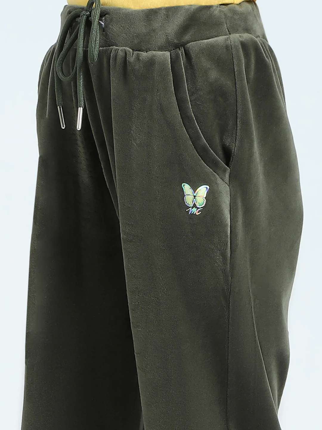 Girls Olive Solid Regular Fit Lower - Image 6