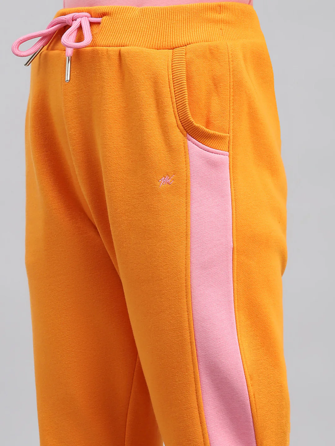 Girls Orange Printed Round Neck Full Sleeve Tracksuit - Image 8