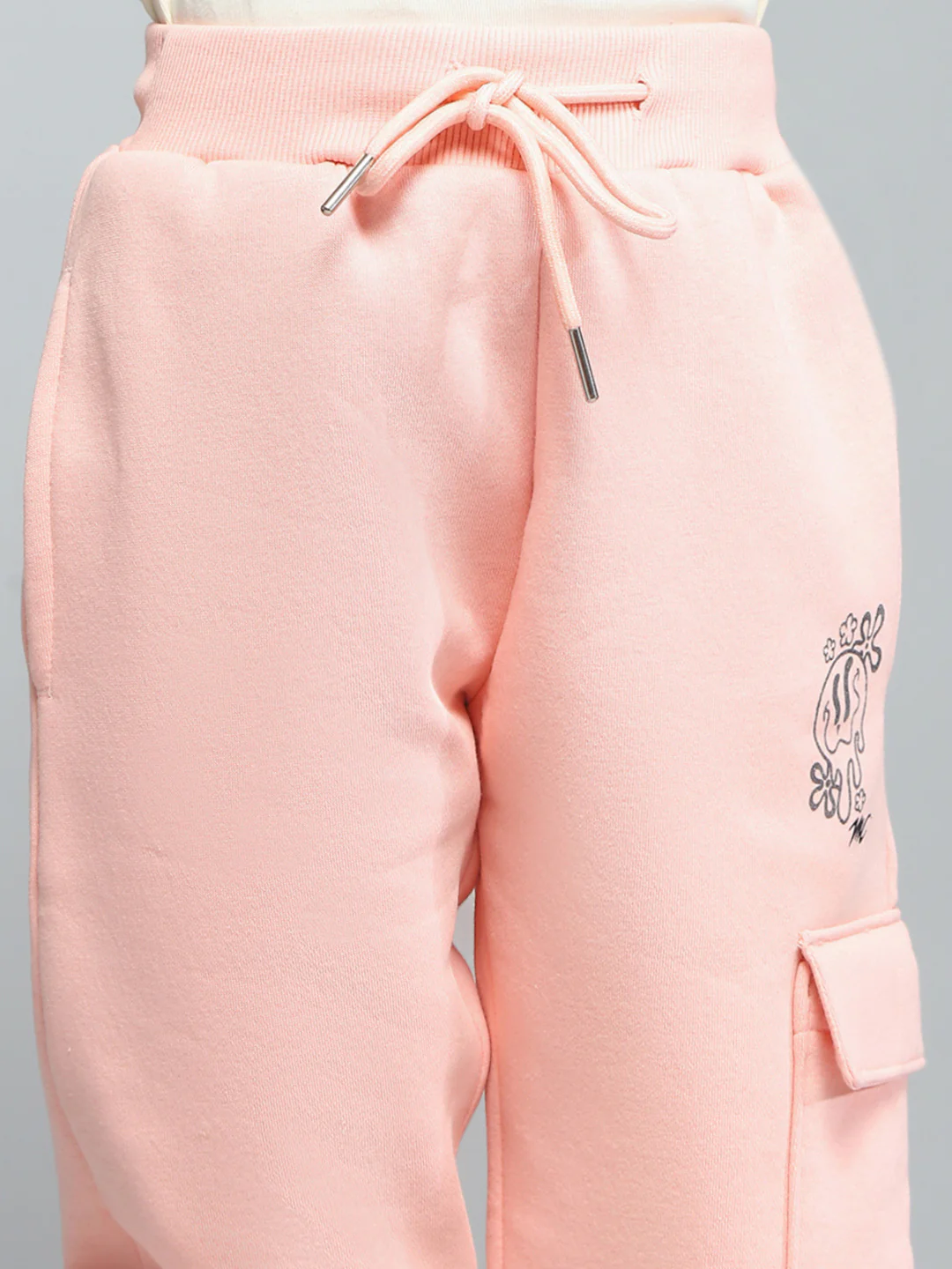 Girls Peach Printed Regular Fit Lower - Image 6