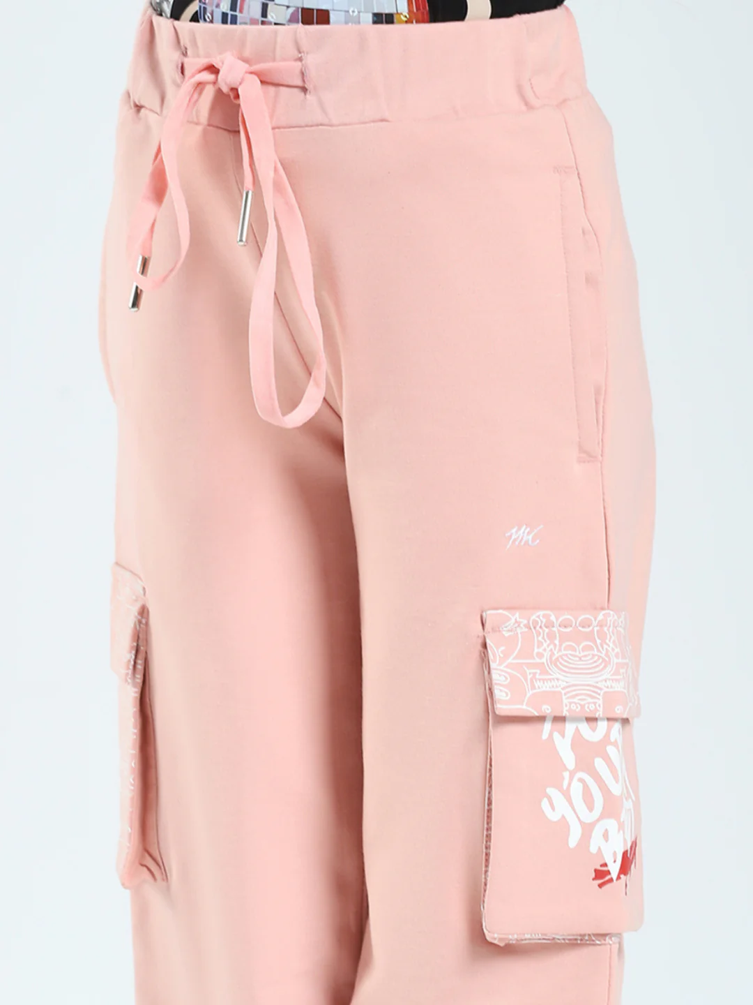 Girls Peach Printed Regular Fit Lower - Image 6