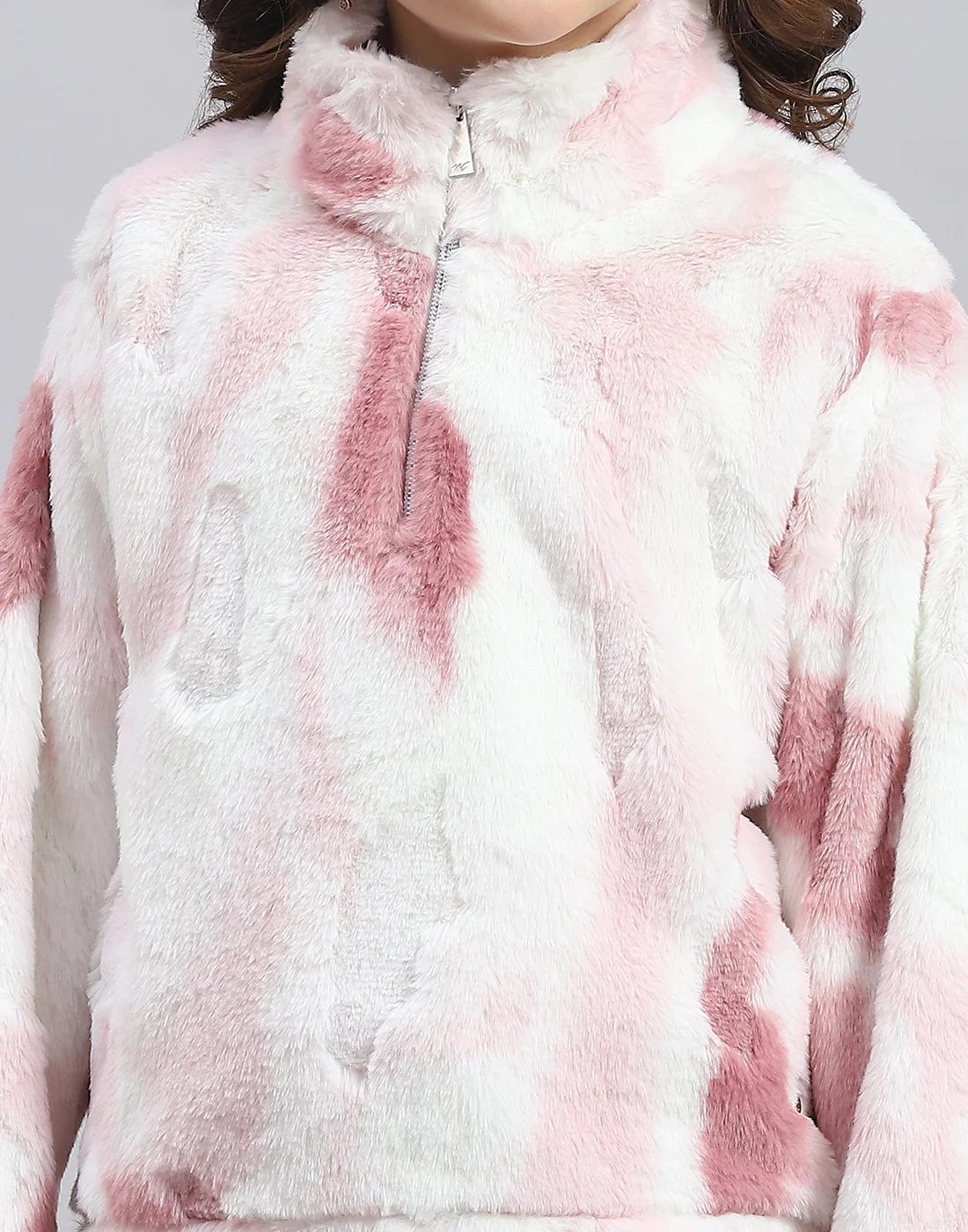 Girls Pink Printed H Neck Full Sleeve Sweatshirt - Image 6