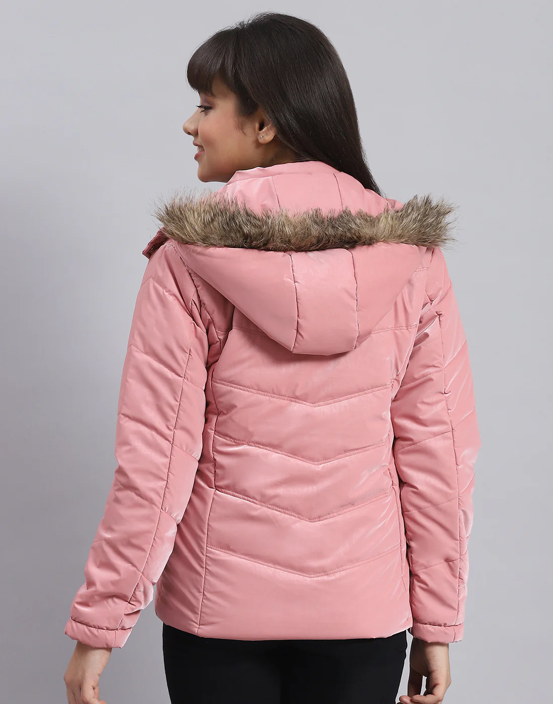 Girls Pink Printed Hooded Full Sleeve Girls Jacket - Image 5