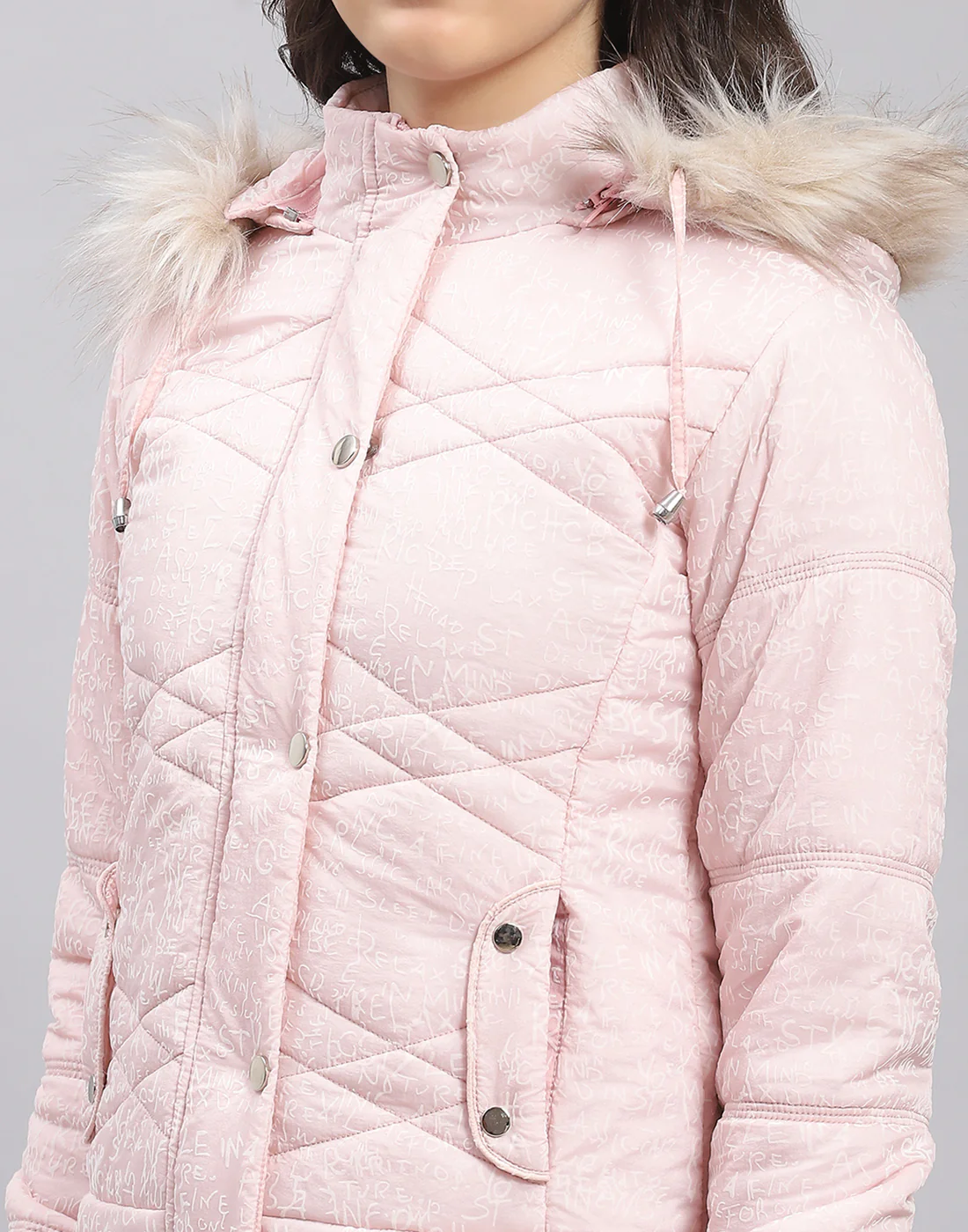 Girls Pink Printed Hooded Full Sleeve Girls Jacket - Image 6