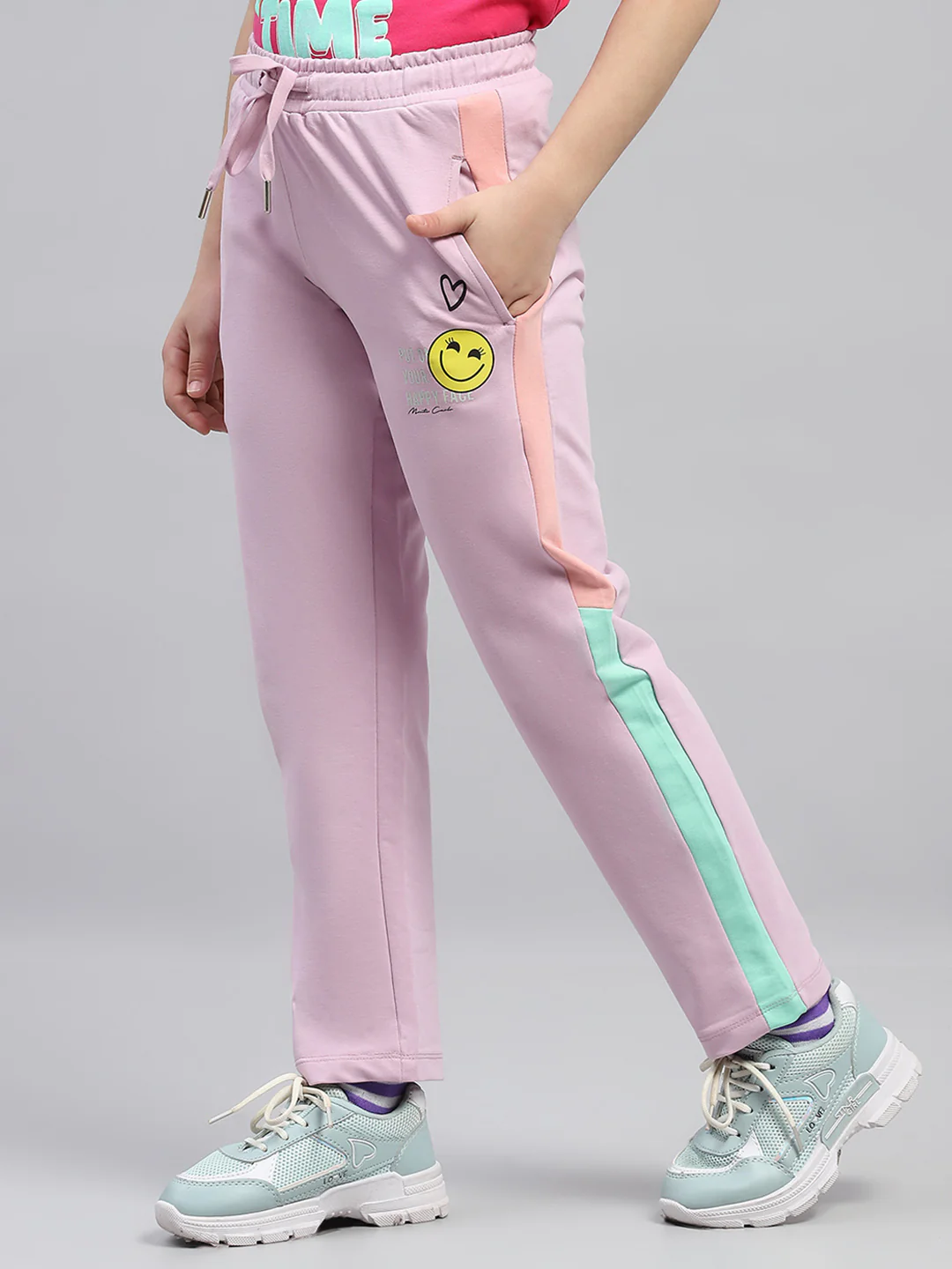 Girls Pink Printed Regular Fit Lower - Image 3