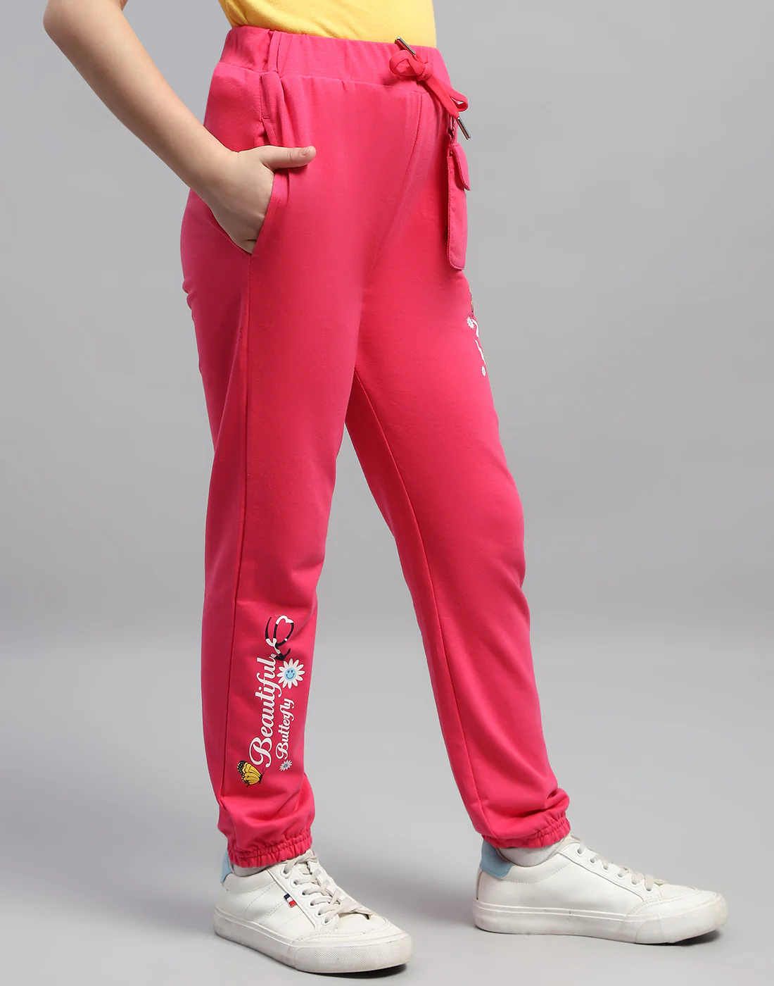 Girls Pink Printed Regular Fit Lower - Image 4