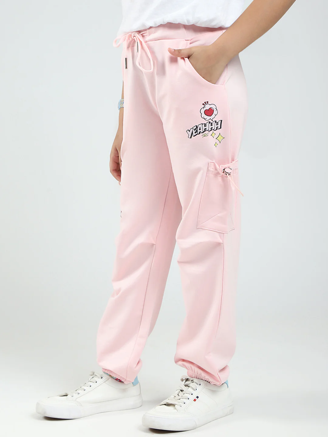Girls Pink Printed Regular Fit Lower - Image 3