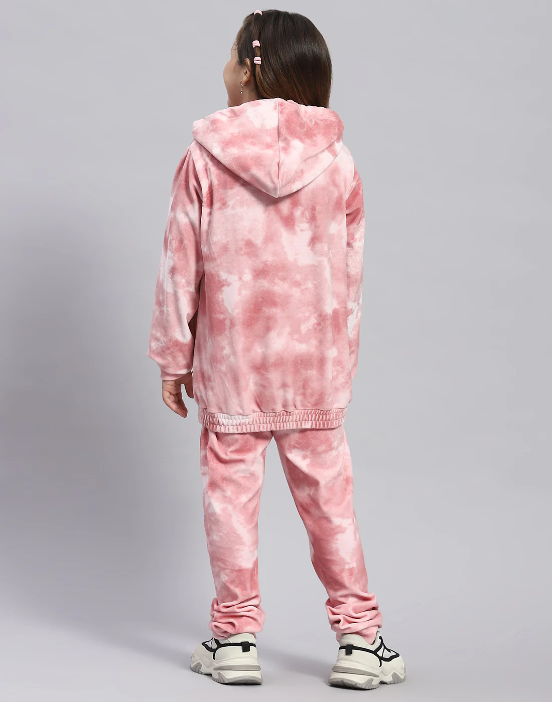Girls Pink Printed Round Neck Full Sleeve Cords Set - Image 5