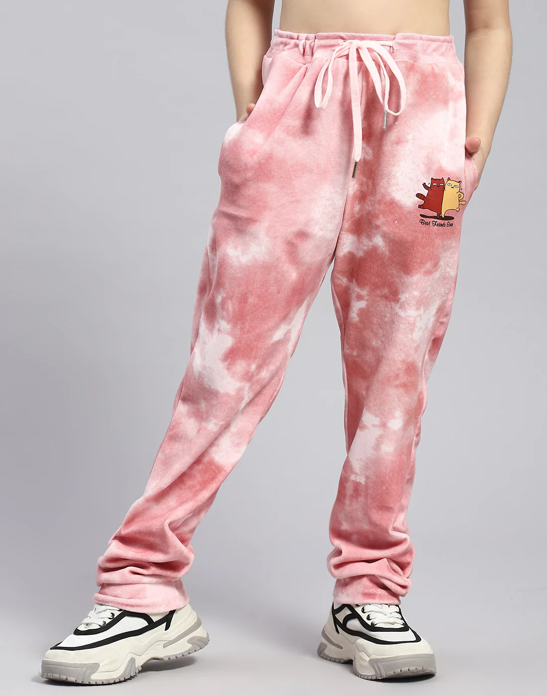 Girls Pink Printed Round Neck Full Sleeve Cords Set - Image 7