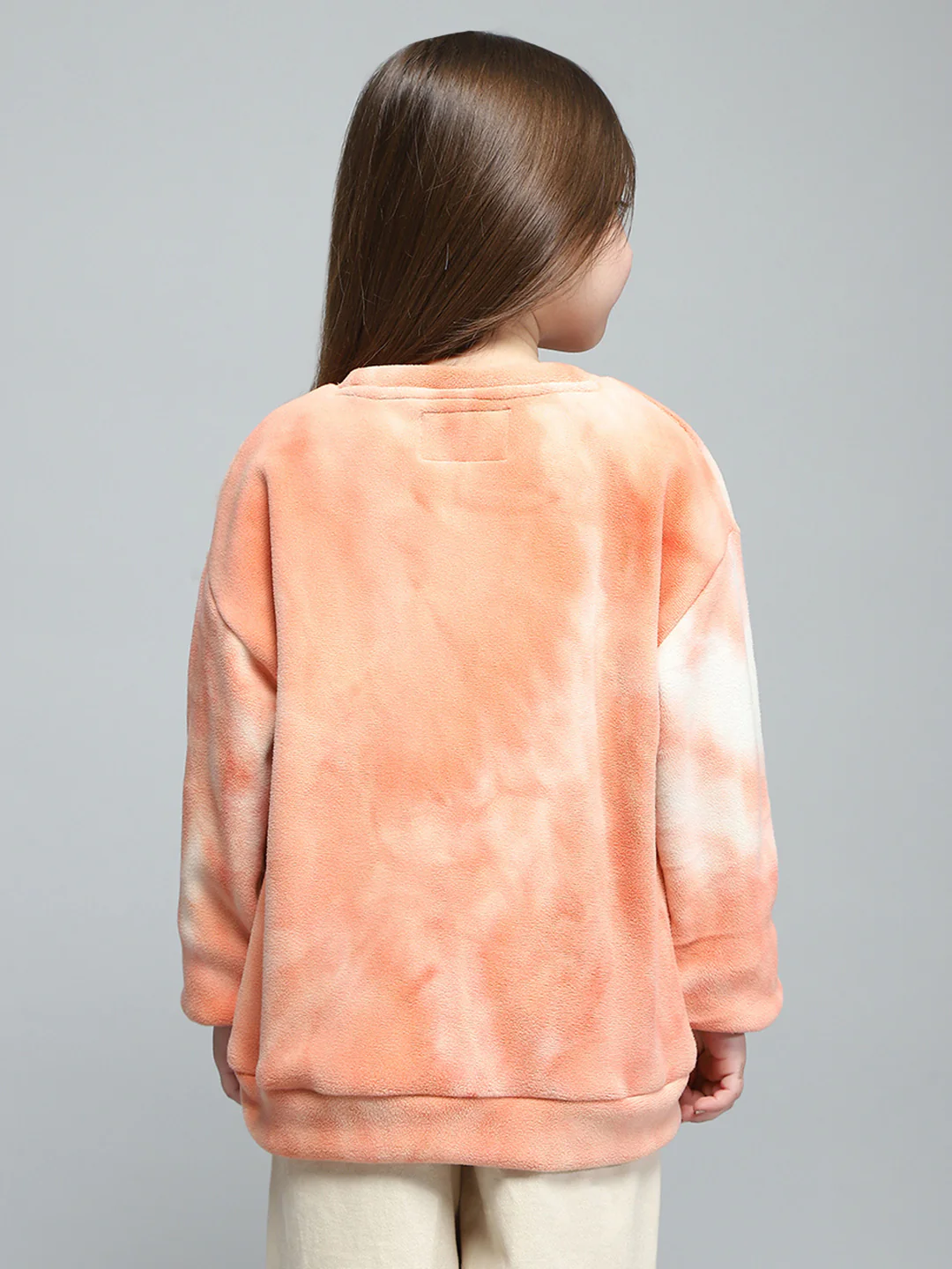 Girls Pink Printed Round Neck Full Sleeve Sweatshirt - Image 5