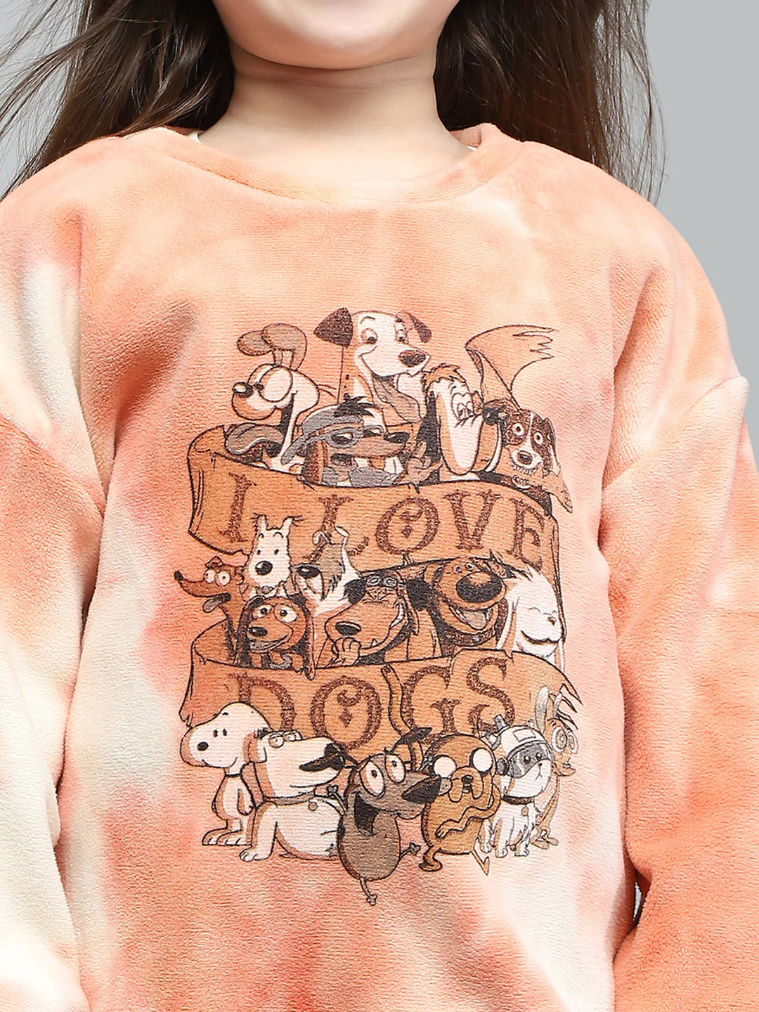 Girls Pink Printed Round Neck Full Sleeve Sweatshirt - Image 6