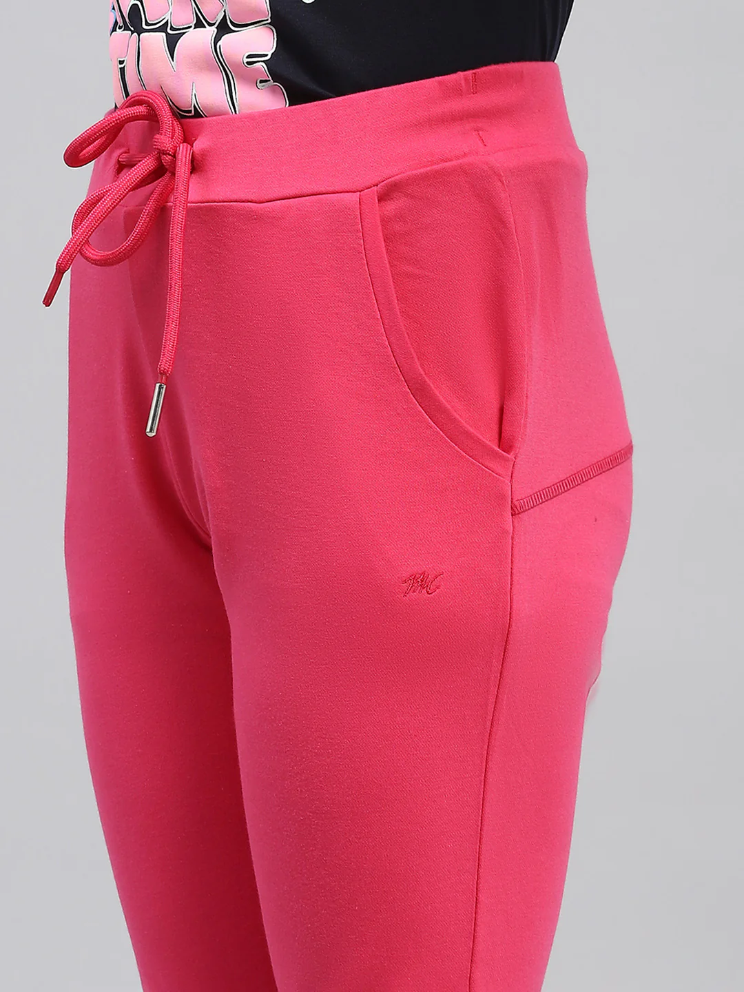 Girls Pink Solid Regular Fit Capri - Image 6