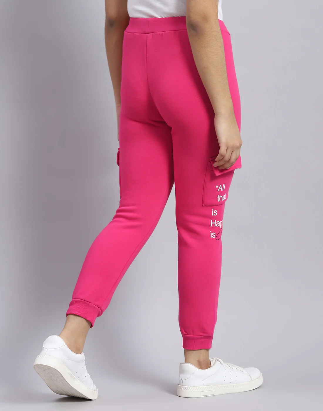 Girls Pink Solid Regular Fit Lower - Image 2