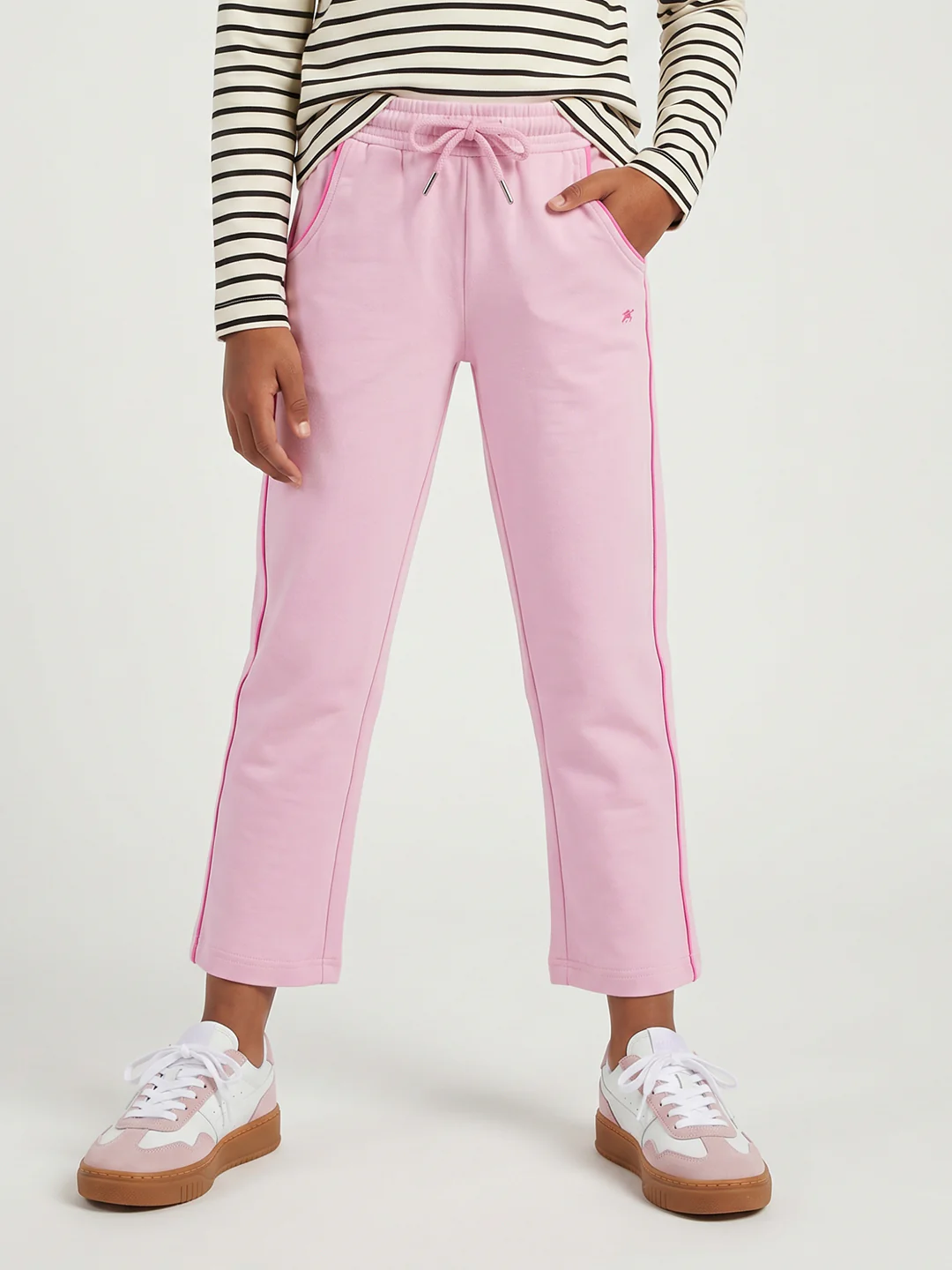 Girls Pink Solid Regular Fit Lower