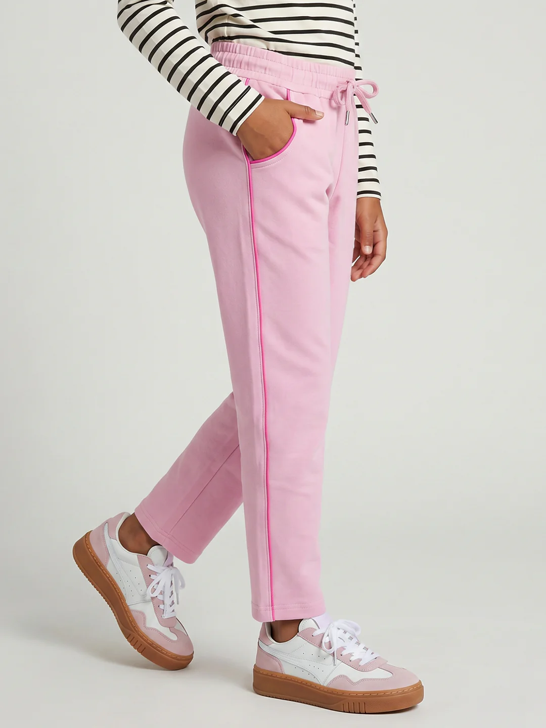 Girls Pink Solid Regular Fit Lower - Image 2
