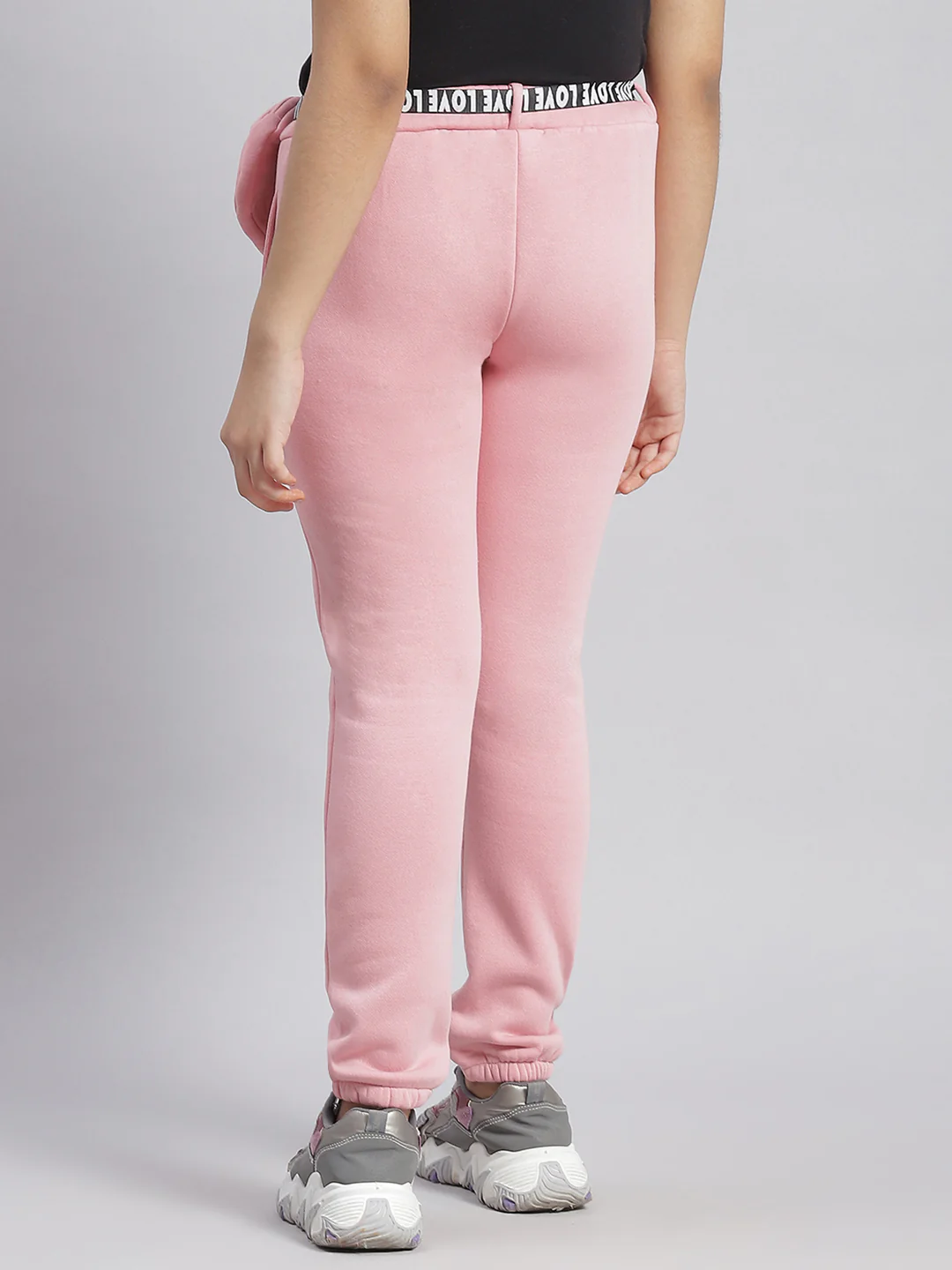 Girls Pink Solid Regular Fit Lowers - Image 5