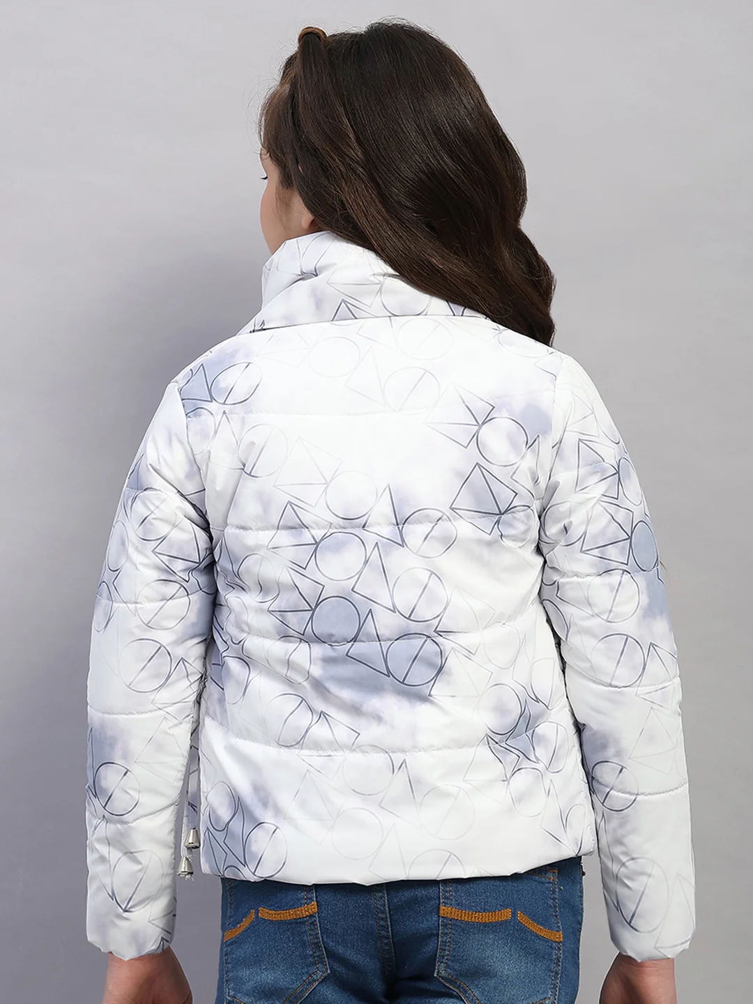 Girls Purple Printed Collar Full Sleeve Jacket - Image 5