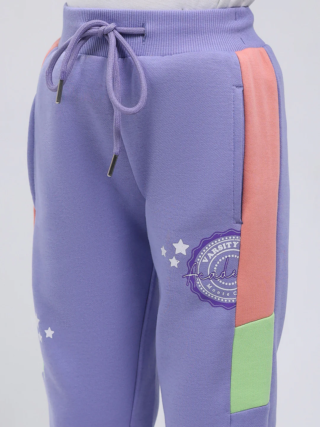 Girls Purple Printed Hooded Full Sleeve Tracksuit - Image 8