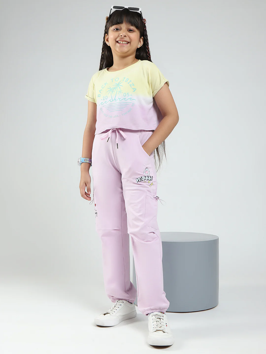 Girls Purple Printed Regular Fit Lower - Image 2