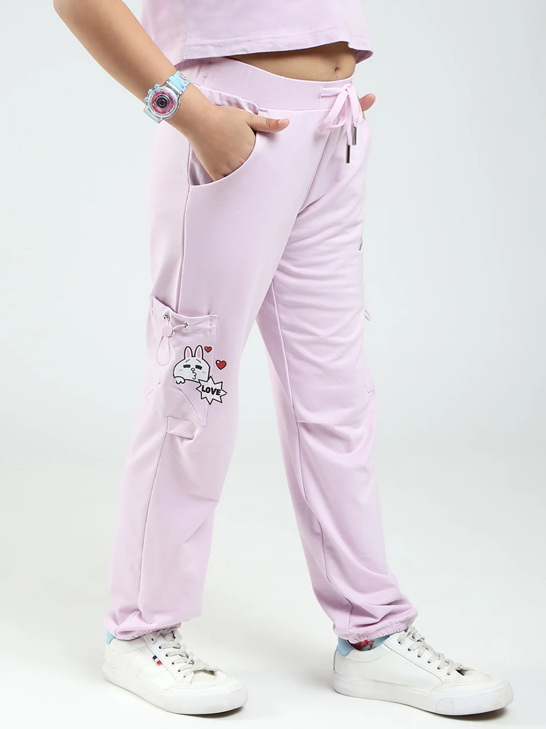 Girls Purple Printed Regular Fit Lower - Image 4