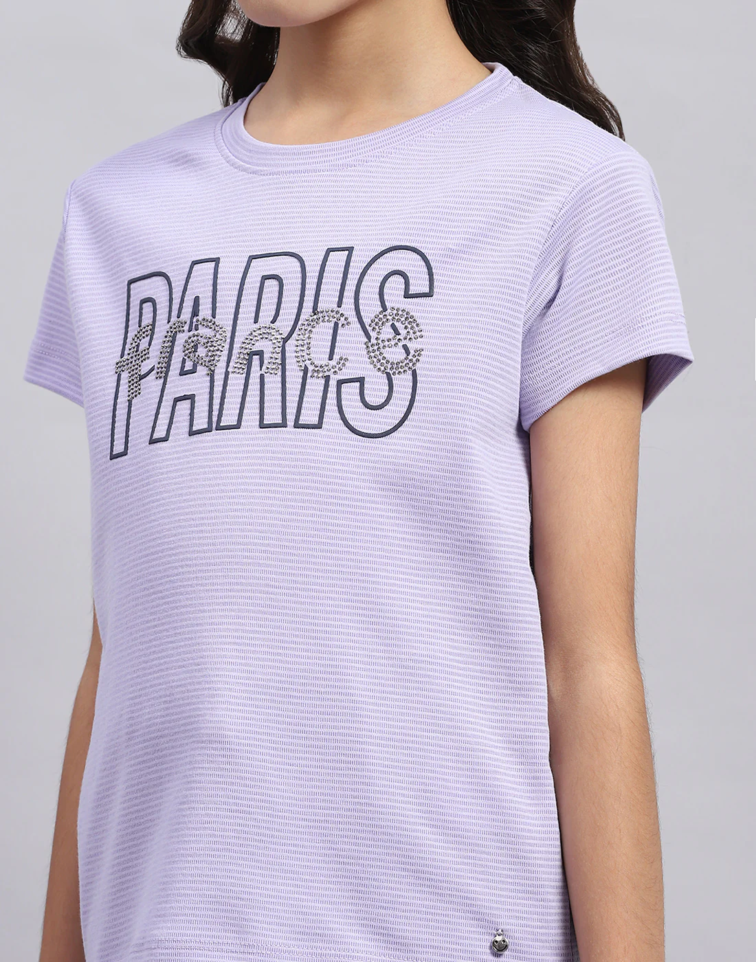 Girls Purple Printed Round Neck Half Sleeve Cords Set - Image 10