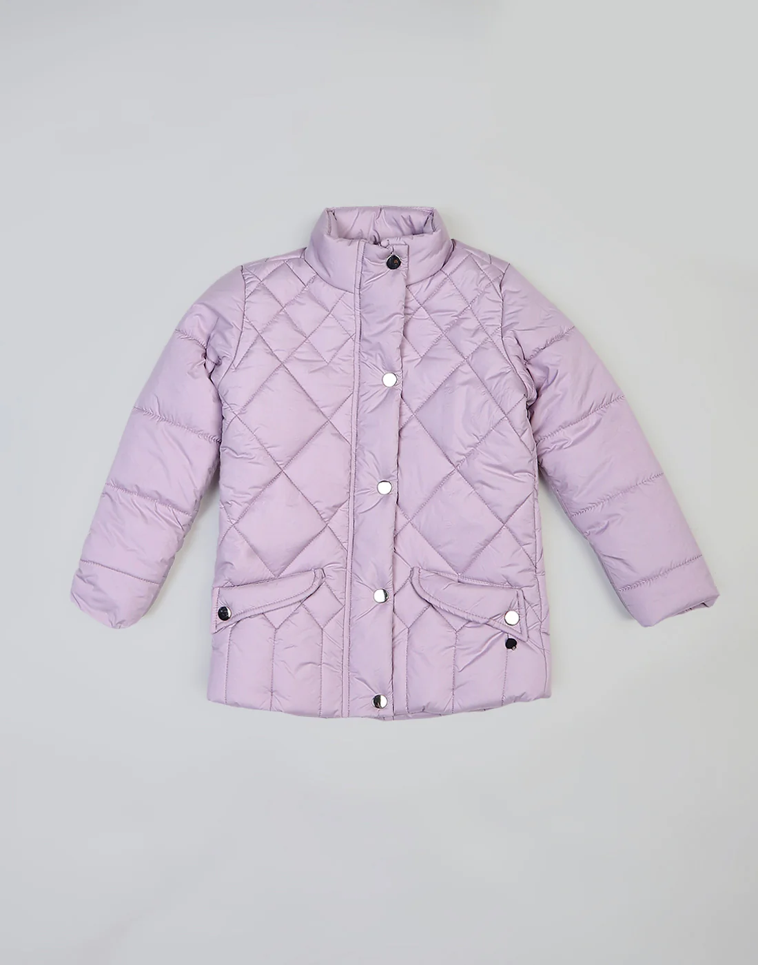 Girls Purple Self Design Collar Full Sleeve Girls Jacket - Image 4