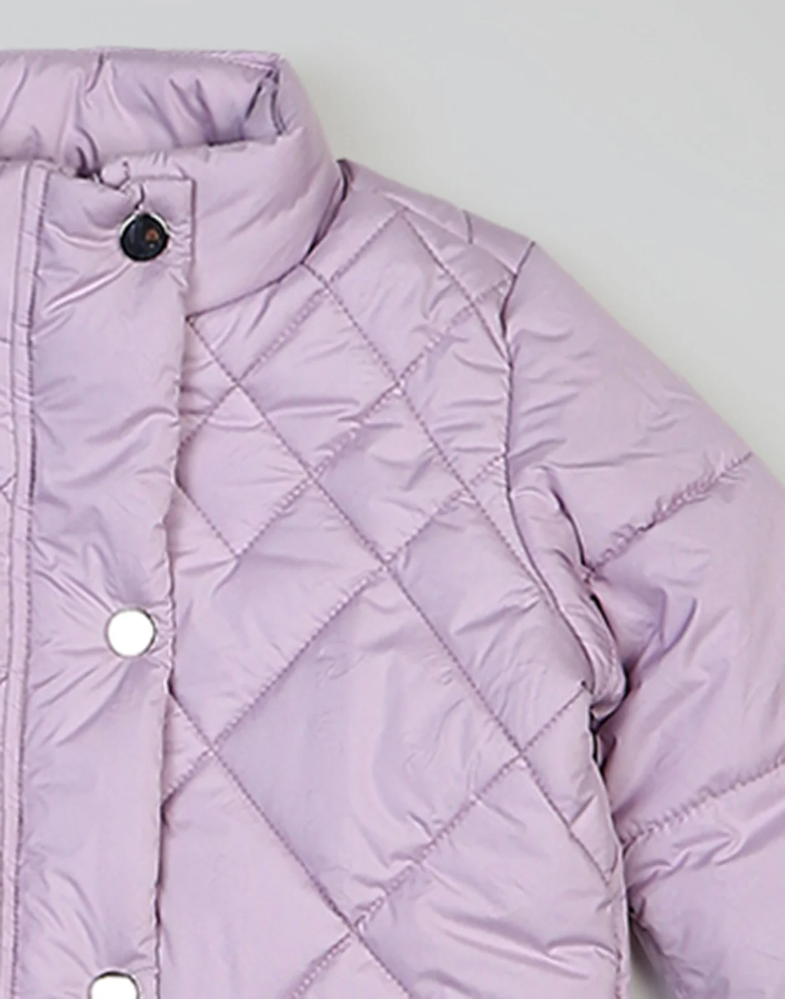 Girls Purple Self Design Collar Full Sleeve Girls Jacket - Image 6