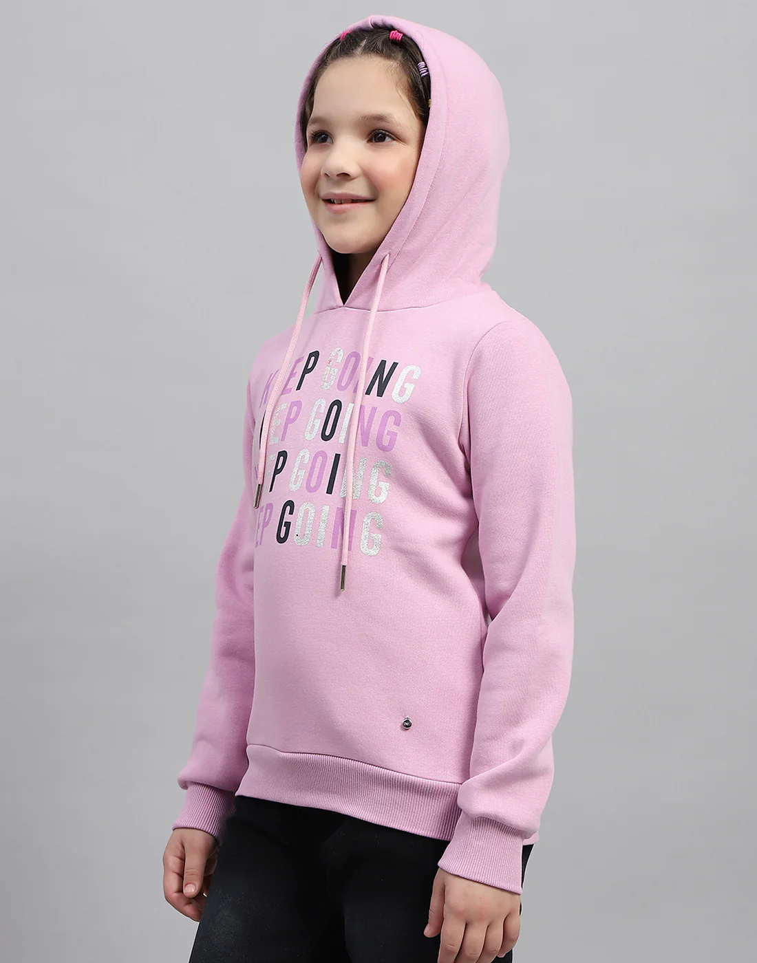Girls Purple Solid Hooded Full Sleeve Sweatshirt - Image 7