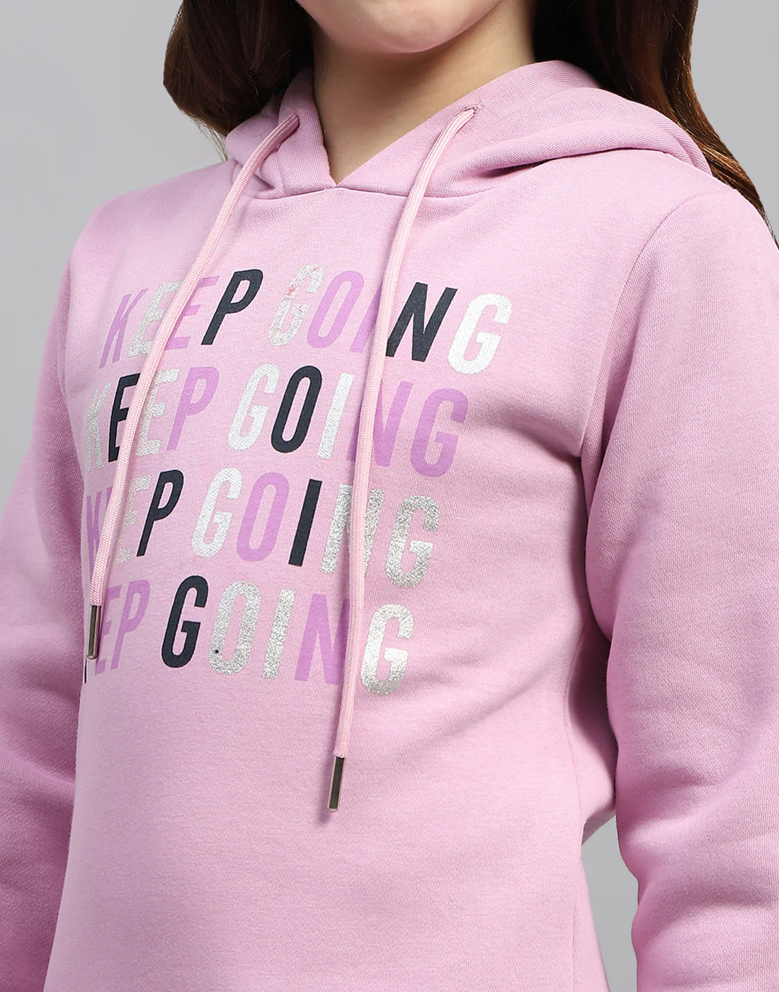 Girls Purple Solid Hooded Full Sleeve Sweatshirt - Image 9