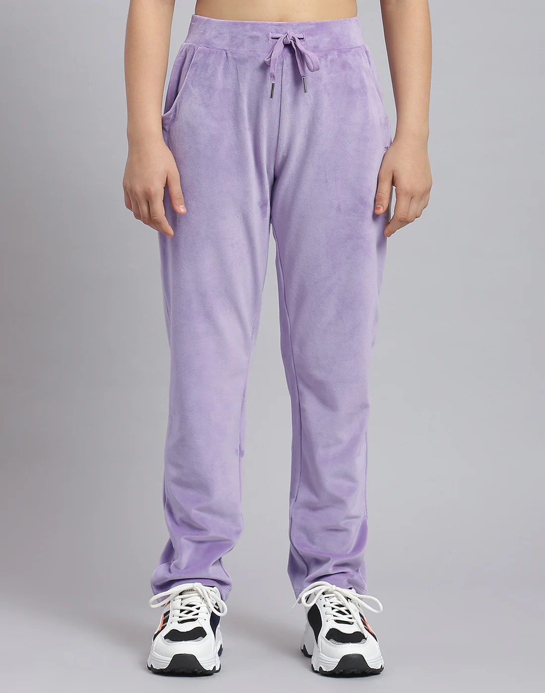 Girls Purple Solid Hooded Full Sleeve Tracksuit - Image 6