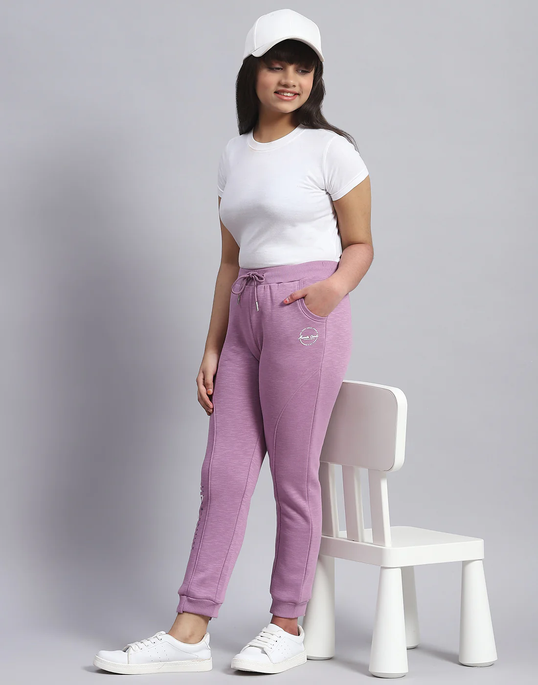 Girls Purple Solid Regular Fit Lower - Image 3
