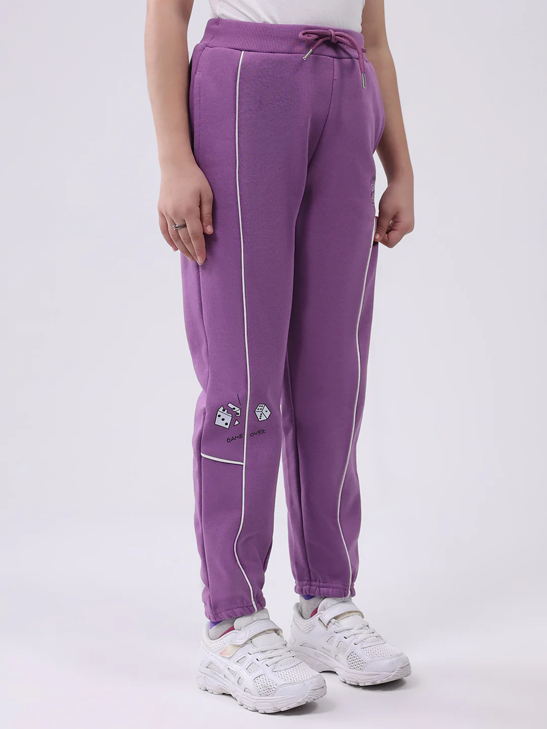 Girls Purple Solid Regular Fit Lower - Image 4