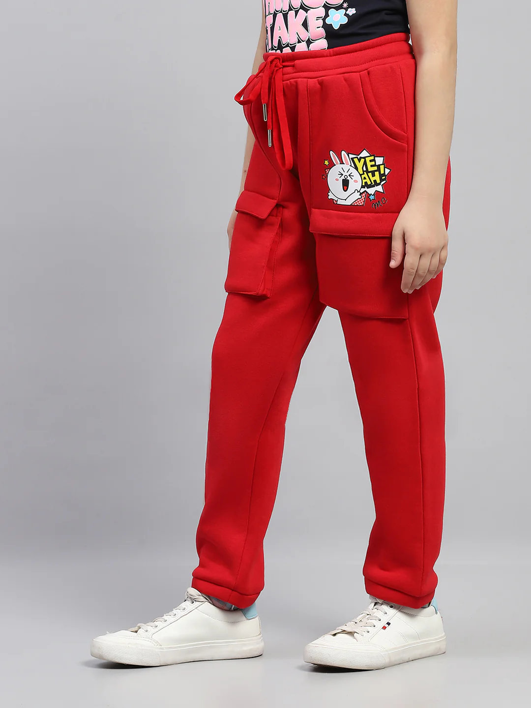 Girls Red Printed Regular Fit Lower - Image 3