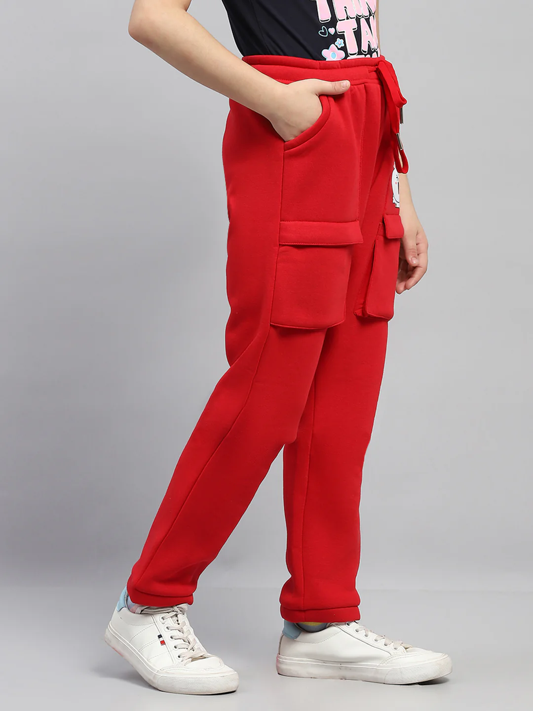 Girls Red Printed Regular Fit Lower - Image 4