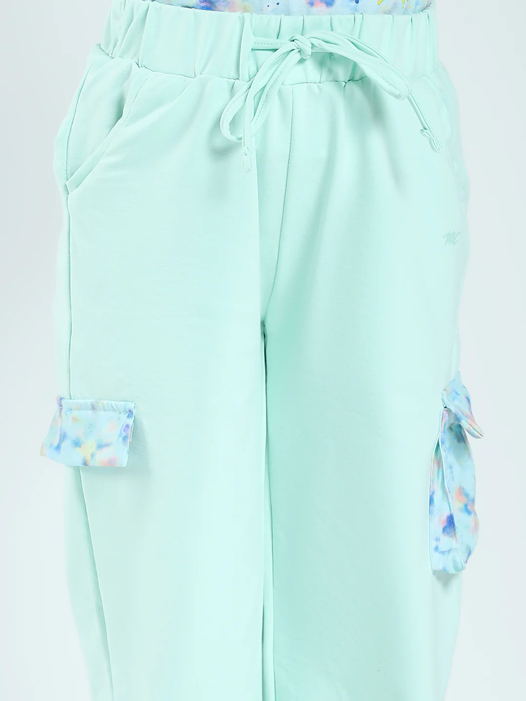Girls Sea Green Printed Round Neck Half Sleeve Lower Set - Image 8