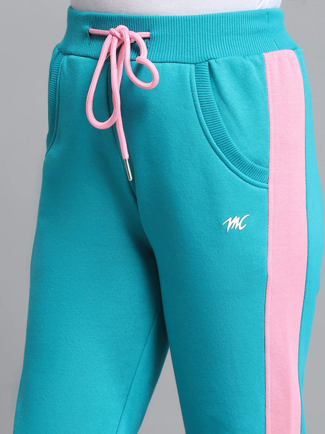 Girls Teal Blue Printed Hooded Full Sleeve Tracksuit - Image 8