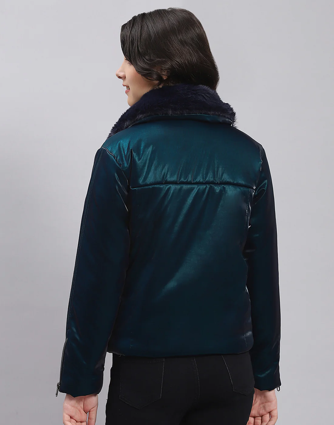 Girls Teal Blue Solid Collar Full Sleeve Girls Jacket - Image 5