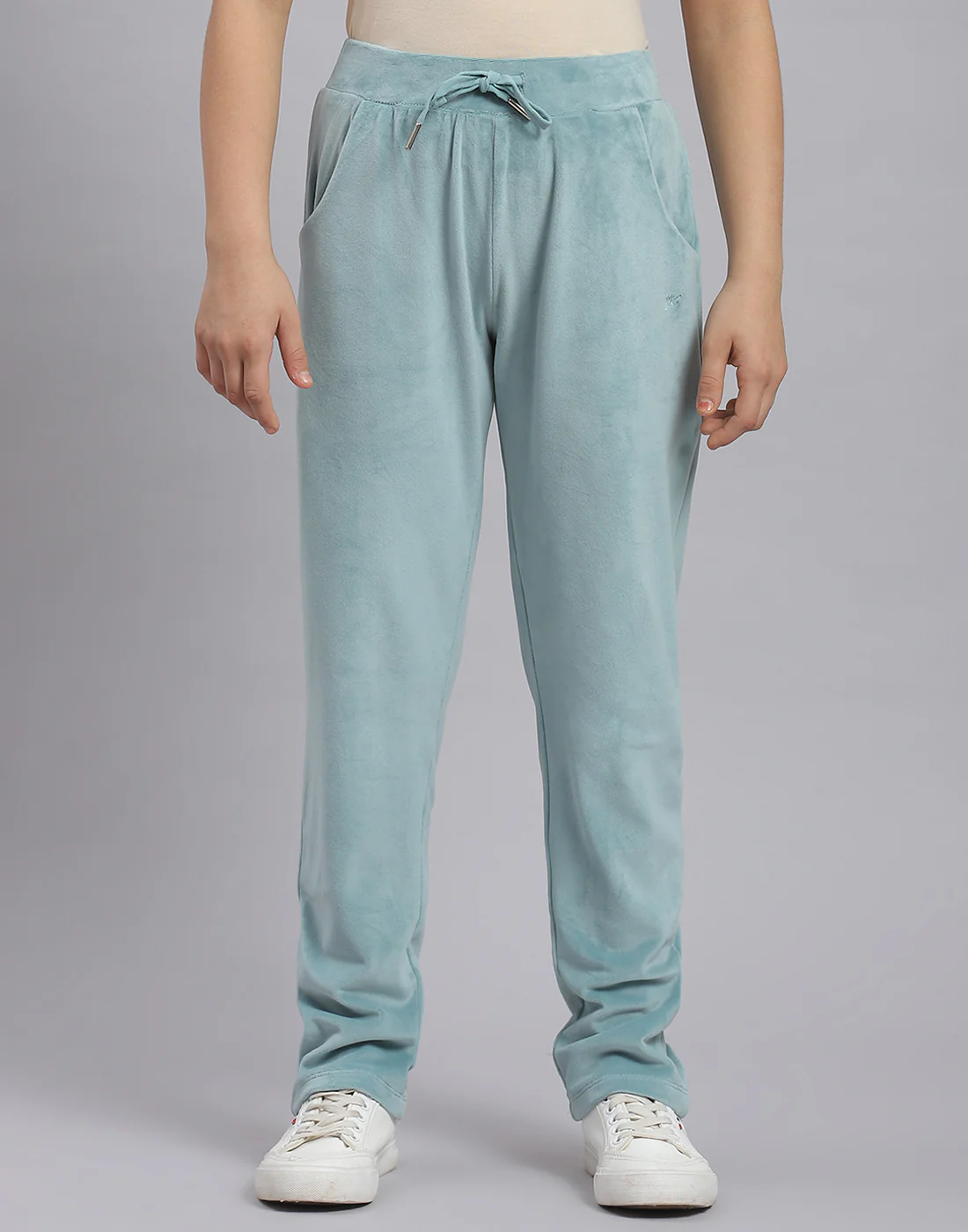 Girls Teal Blue Solid Hooded Full Sleeve Tracksuit - Image 6