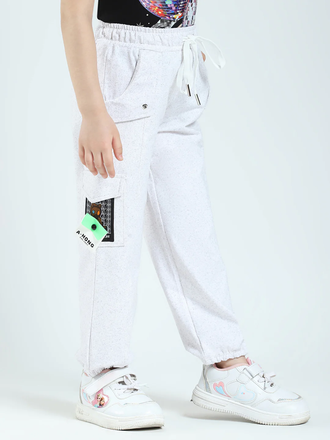 Girls White Solid Regular Fit Lower - Image 4