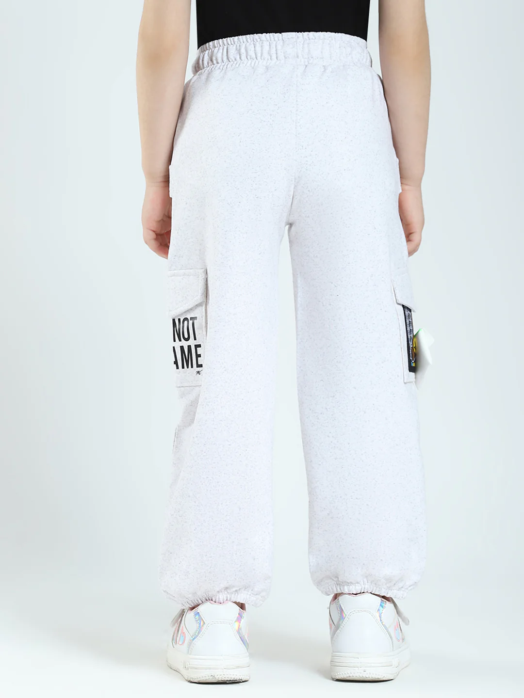 Girls White Solid Regular Fit Lower - Image 5