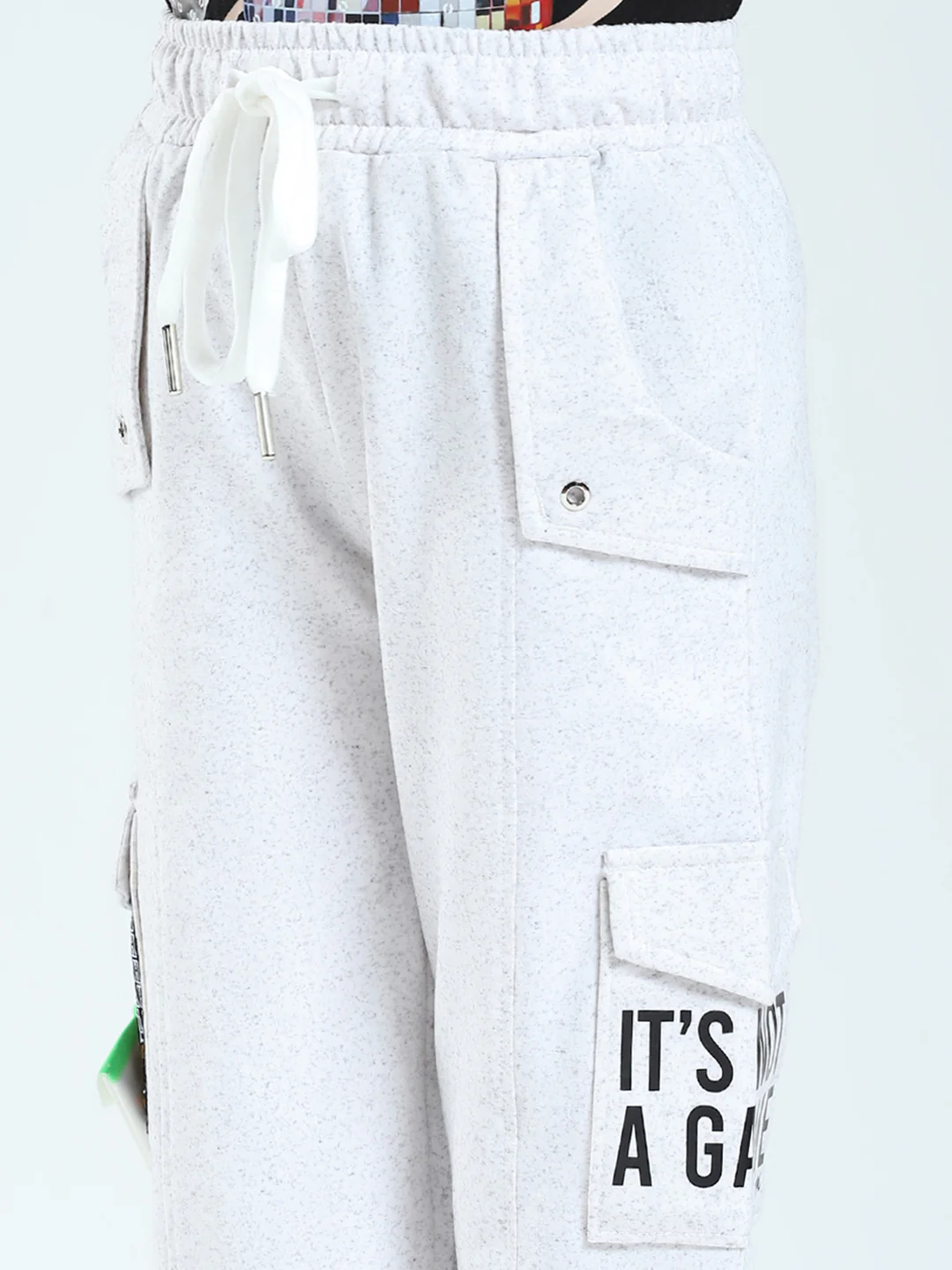 Girls White Solid Regular Fit Lower - Image 6
