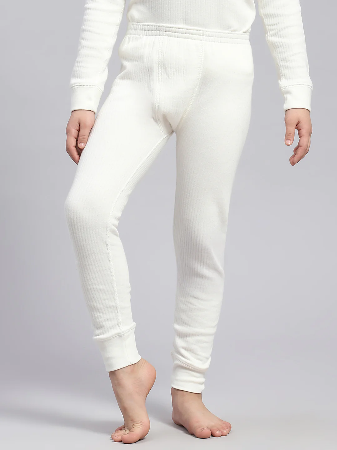 Girls White Solid Thermal Lower - Image 6