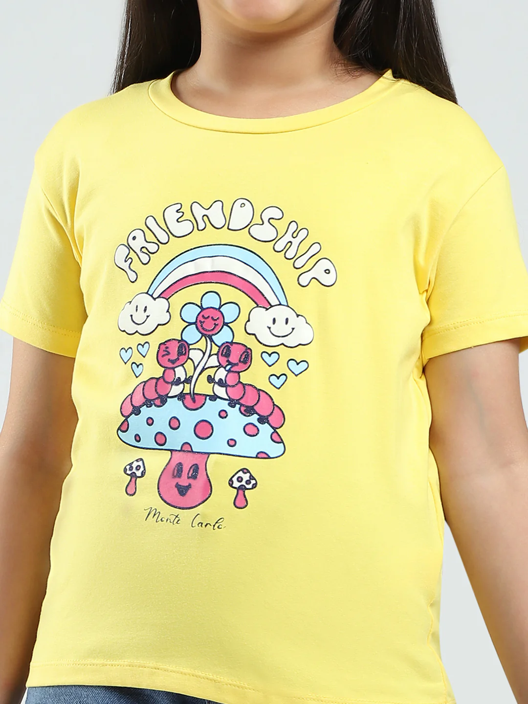 Girls Yellow & Orange Printed Round Neck Half Sleeve Top 2Pc Set - Image 11