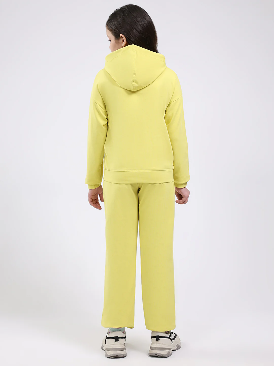 Girls Yellow Printed Hooded Full Sleeve Cords Set - Image 5