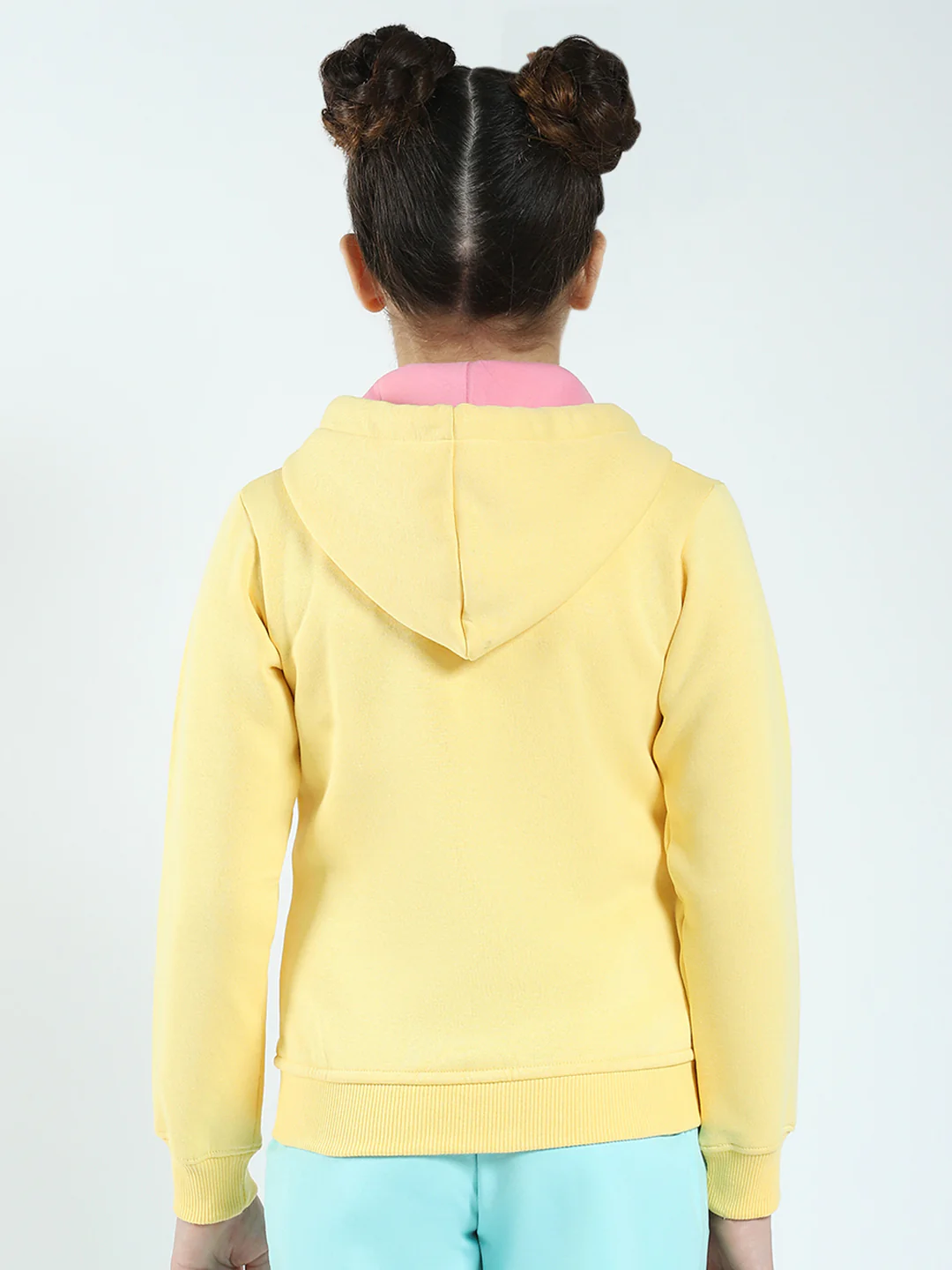 Girls Yellow Printed Hooded Full Sleeve Sweatshirt - Image 5
