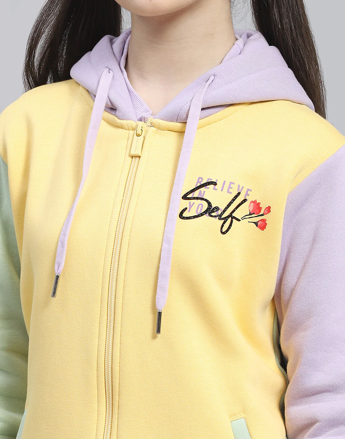 Girls Yellow Printed Hooded Full Sleeve Tracksuit - Image 6