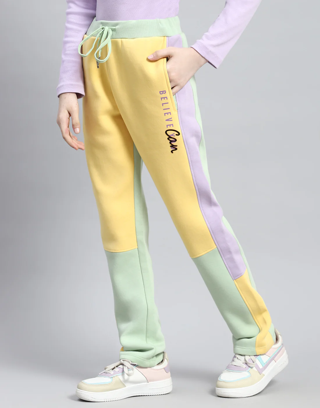 Girls Yellow Printed Hooded Full Sleeve Tracksuit - Image 7