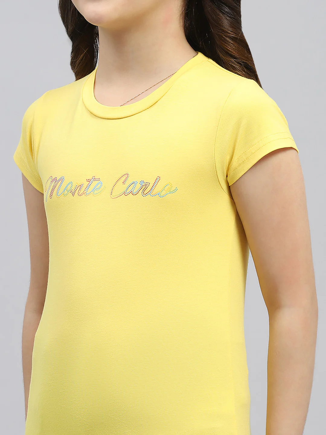 Girls Yellow Printed Round Neck Half Sleeve Top - Image 7