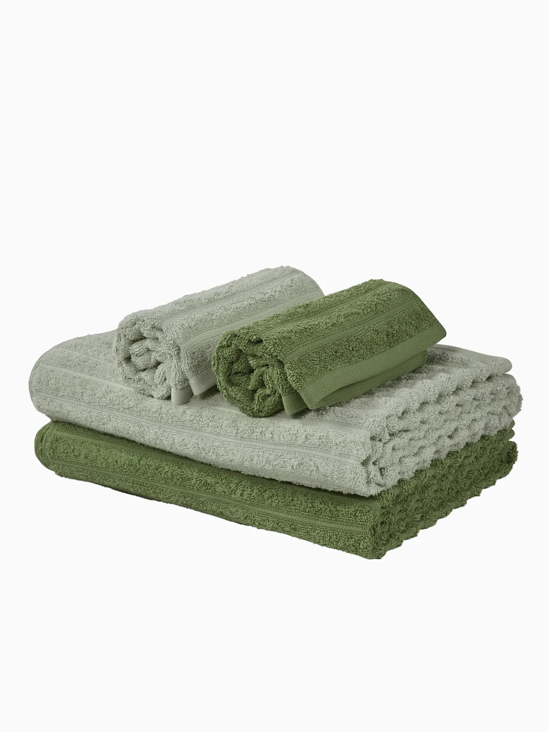 Green & Grey 100% Cotton Solid 500 GSM Bath Towel Sensations 4 Pc Set Gifting Box Pack - Image 6