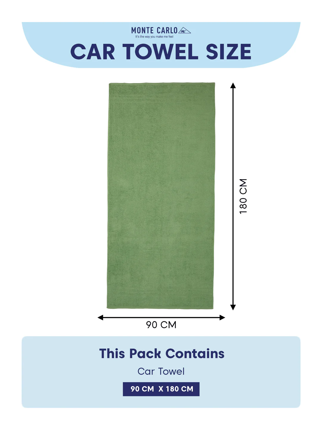 Green Pure Cotton Solid 340 GSM Car Towel 1 Piece (Soho Collection) - Image 7