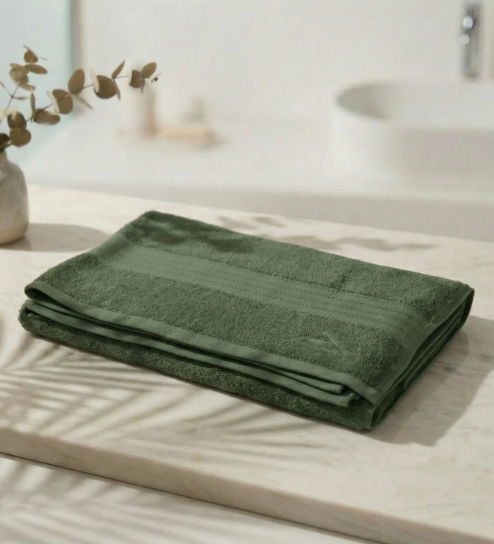 Green Pure Cotton Solid 380 GSM Bath Towel 1 Piece (Jazz Collection) - Image 2